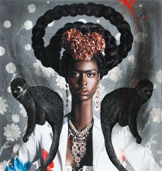 Black Frida with Monkeys by Efren Isaza Limited Edition. Edition of