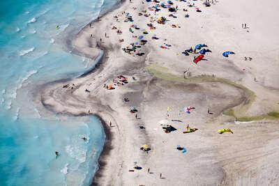   Beach goers at Rosignano Marittimo I, Italy by Alex Maclean