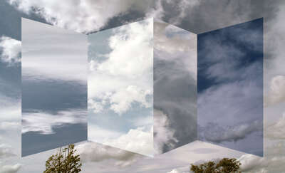   Wandbild Fenster mit Ausblick: Polyptych of clouds von Antonio Rojas