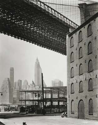  Brooklyn Bridge, Water and Dock Streets, Brooklyn by Berenice Abbott