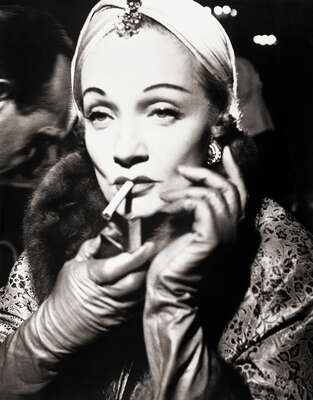   Marlene Dietrich Smoking in Dior Turban by Classic Collection I