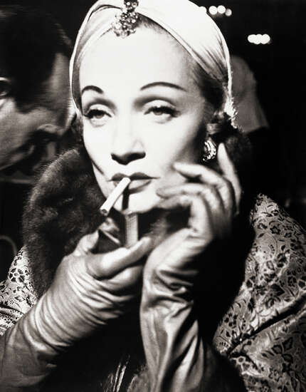 Marlene Dietrich Smoking in Dior Turban