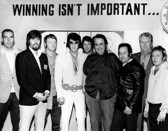 Elvis Presley with Joe Esposito and Vernon Presley