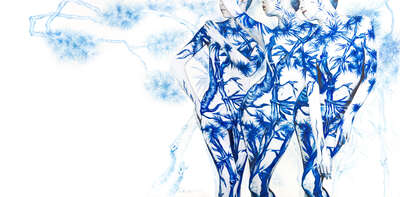  Curated abstract blue artworks: Blue White Porcelain 01 by Dallae Bae