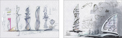  curated acrylic art: Skizzenblatt Towers.01, Towers.02 by 3deluxe