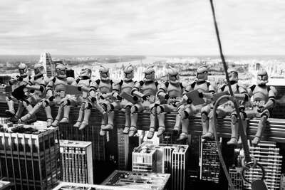  Black and White Photography: Troopers atop a Skyscraper by David Eger