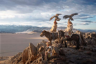  curated landscape prints: Mongolia Eagle Hunters II by Daniel Kordan