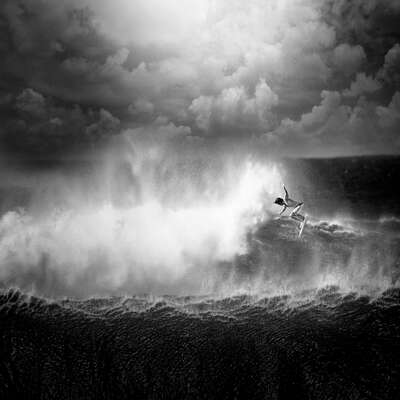  Curated monochrome artworks: North Shore Surfing #15 by Ed Freeman
