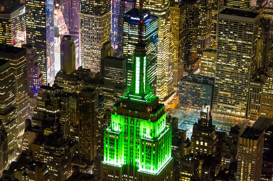 The Empire State Building on St. Patrick's Day