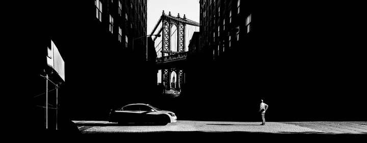  Schwarz-Weiße Panoramabilder: Manhattan Bridge von Gabriele Croppi