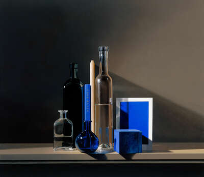  Curated abstract blue artworks: Still life with Yves Klein Blue by Guy Diehl