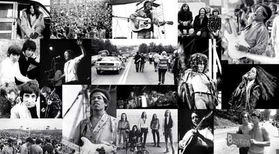  schwarz weisse Wandbilder: Woodstock von Music Collection