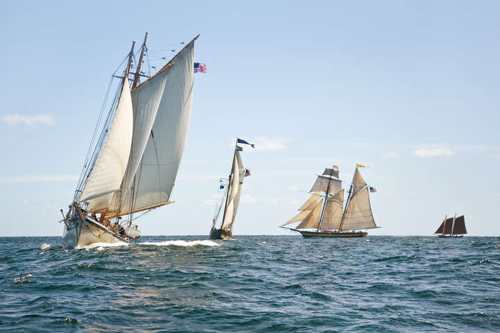   Schooners Racing off Gloucester Harbor by Greg Pease