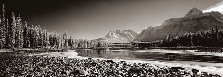 Black and White Photography: Athabasca River, Alberta, Canada by Helmut Hirler