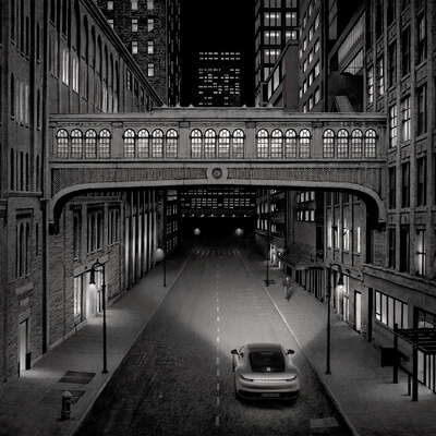  Curated monochrome artworks: Late Night Stranger, Timeless Machine by Irene Kung
