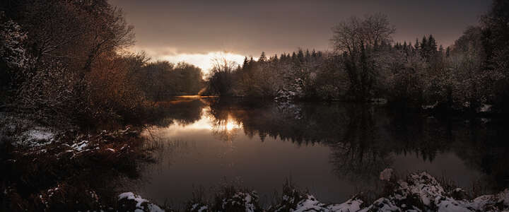  Farmhouse and Country Style Artworks: St. Giles House Lake, Winter View by Justin Barton