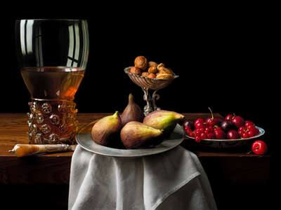   Still life with figs and cherries by Kevin Best