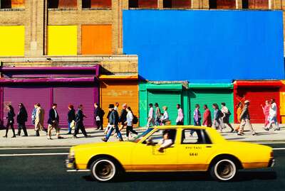   Taxi And Color Doors NYC von Mitchell Funk
