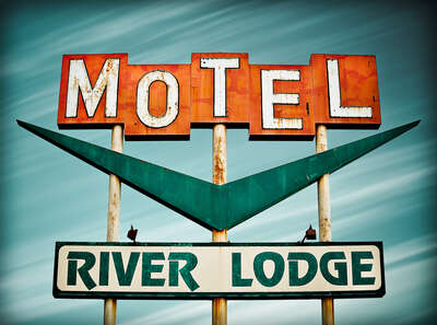  curated retro artworks: River Lodge Motel by Marc Shur