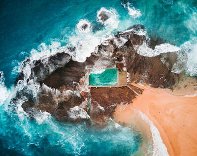 Curated abstract blue artworks: Mona Vale Pool by Peter Yan