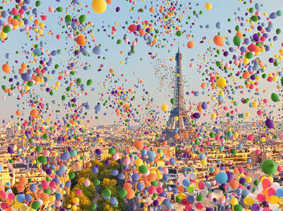  Paris art with Eiffel Tower: Paris Balloons II by Robert Jahns