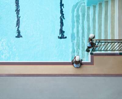  Bathroom wall art: Swim Girls at the Winter pool Molitor by Soo Burnell