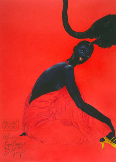 African Vogue - Gold Stilettos & Black