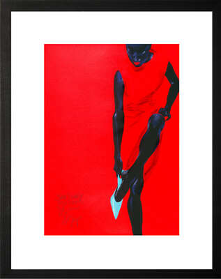  Framed wall art prints: Acrylic Glass Framing Options: Black Beauty - Red Dress by Wolfgang Joop
